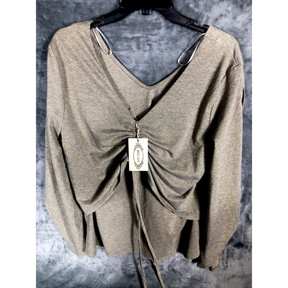 Mia Joy Shirt Woman’s Gold Thread Sparkle Blouse Size Adult Medium Womens Top
